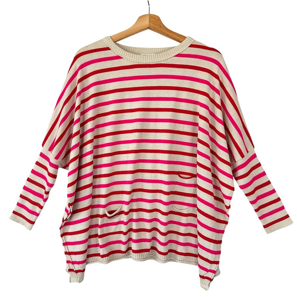 Mersea Catalina Pullover Sweater One Size Pink Red Stripes